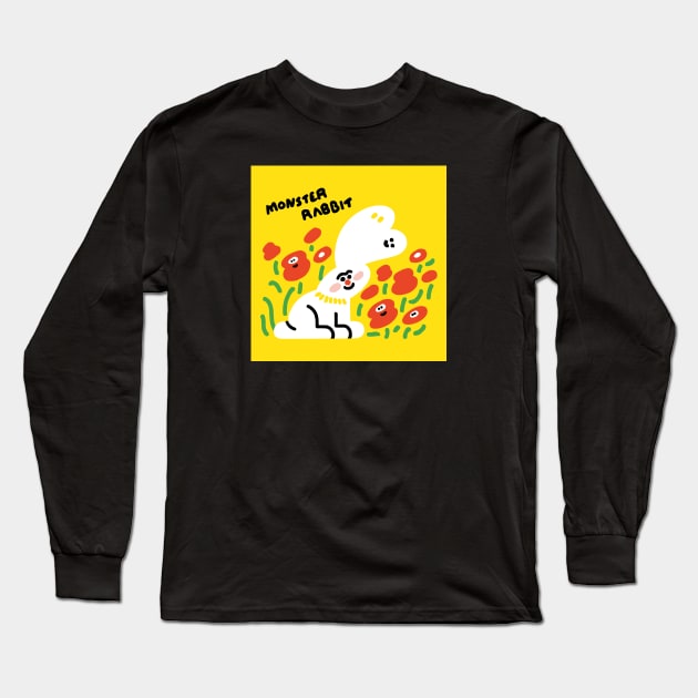 Monster Rabbit and Flowers Long Sleeve T-Shirt by Aiko Tsui